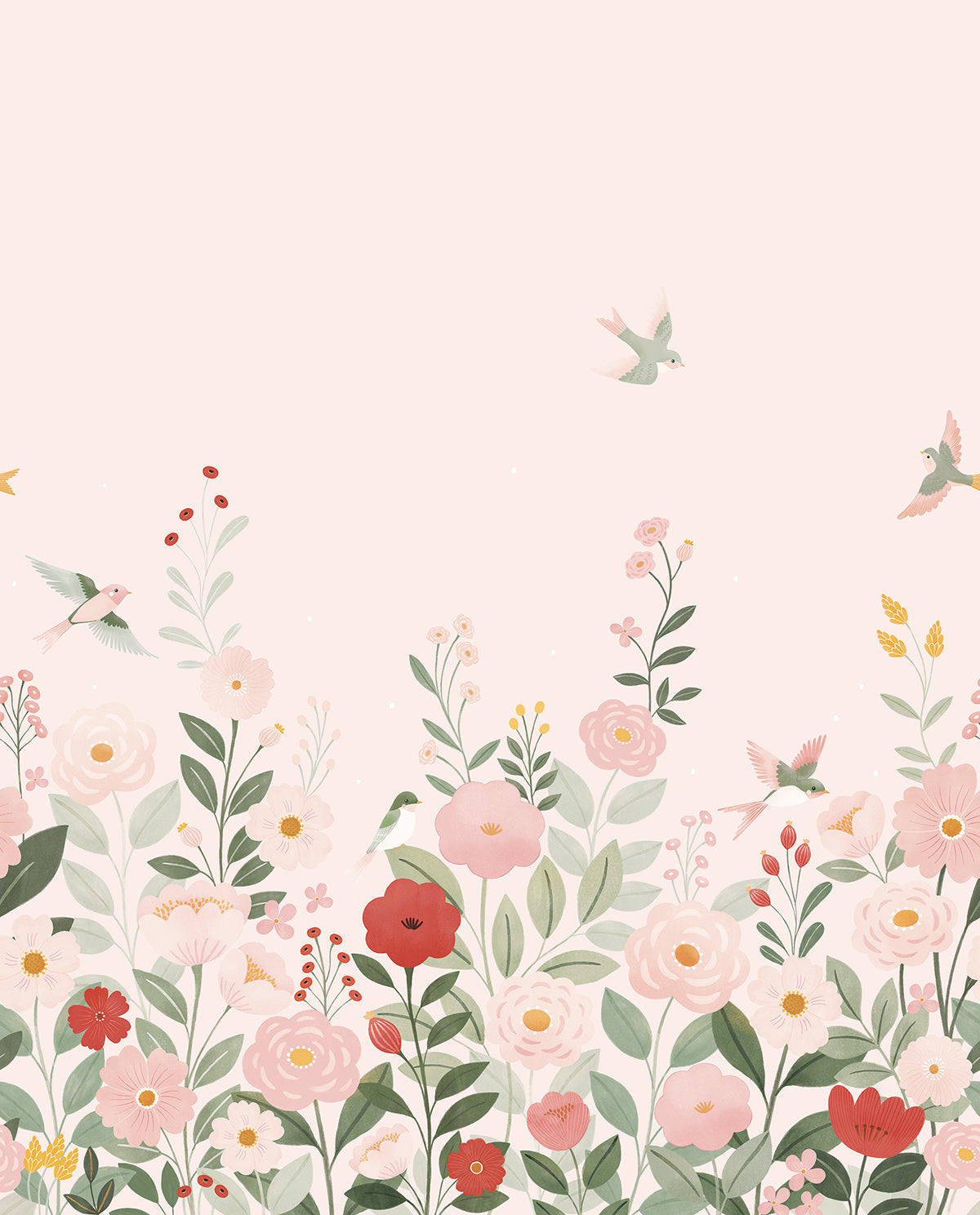 ALYSSE – Échantillon papier peint décor fleurs (rose)