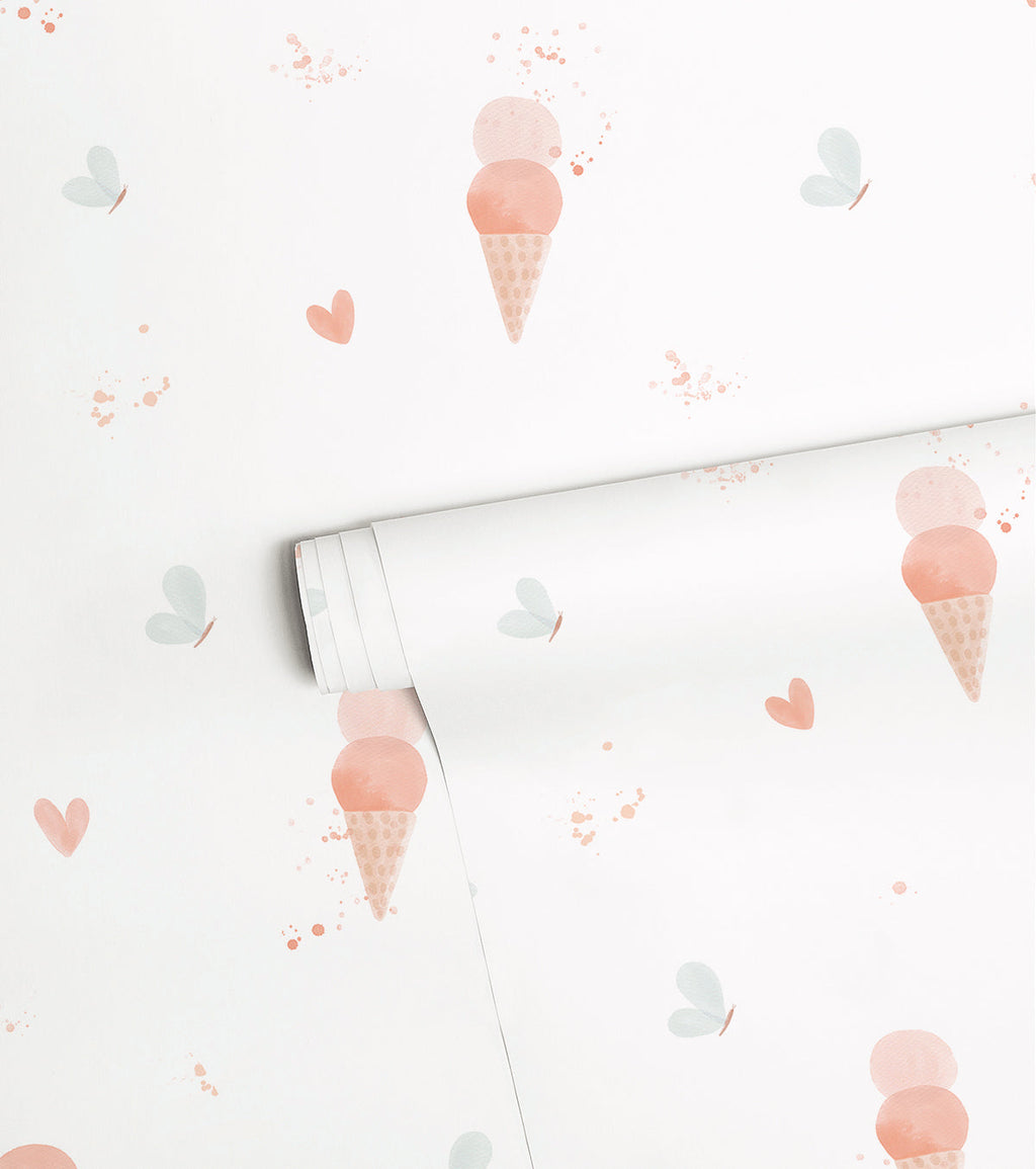 CHERRY CHERIE – Papier peint glaces et papillons, pop