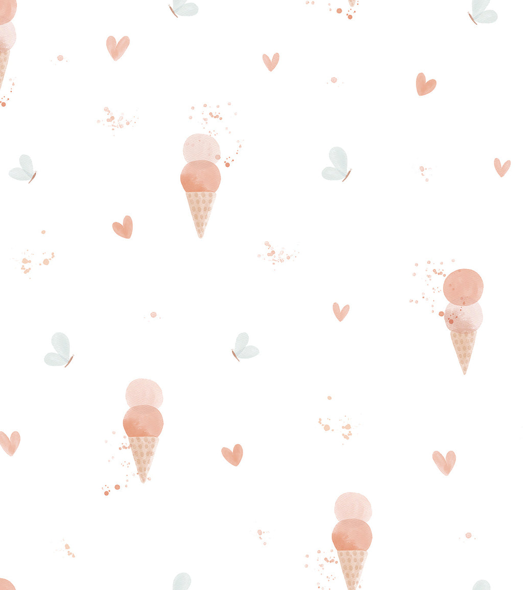 CHERRY CHERIE – Échantillon papier peint glaces et papillons, pop