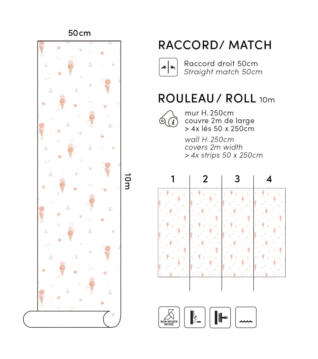 CHERRY CHERIE – Papier peint glaces et papillons, pop