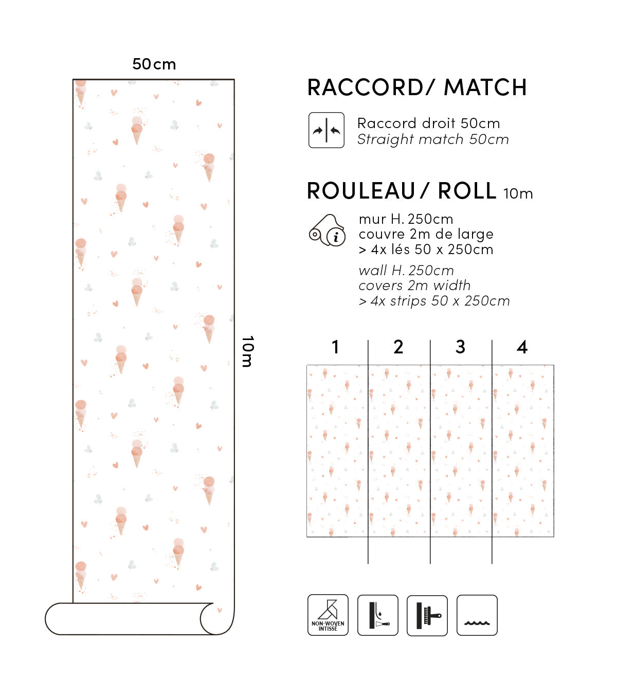 CHERRY CHERIE – Papier peint glaces et papillons, pop