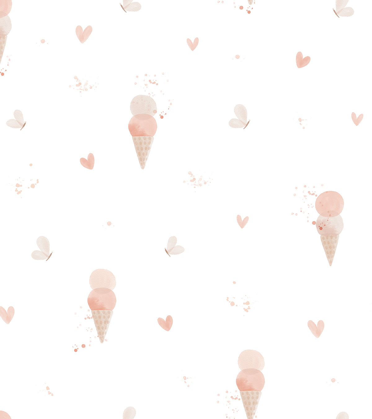 CHERRY CHERIE – Échantillon papier peint glaces et papillons, love