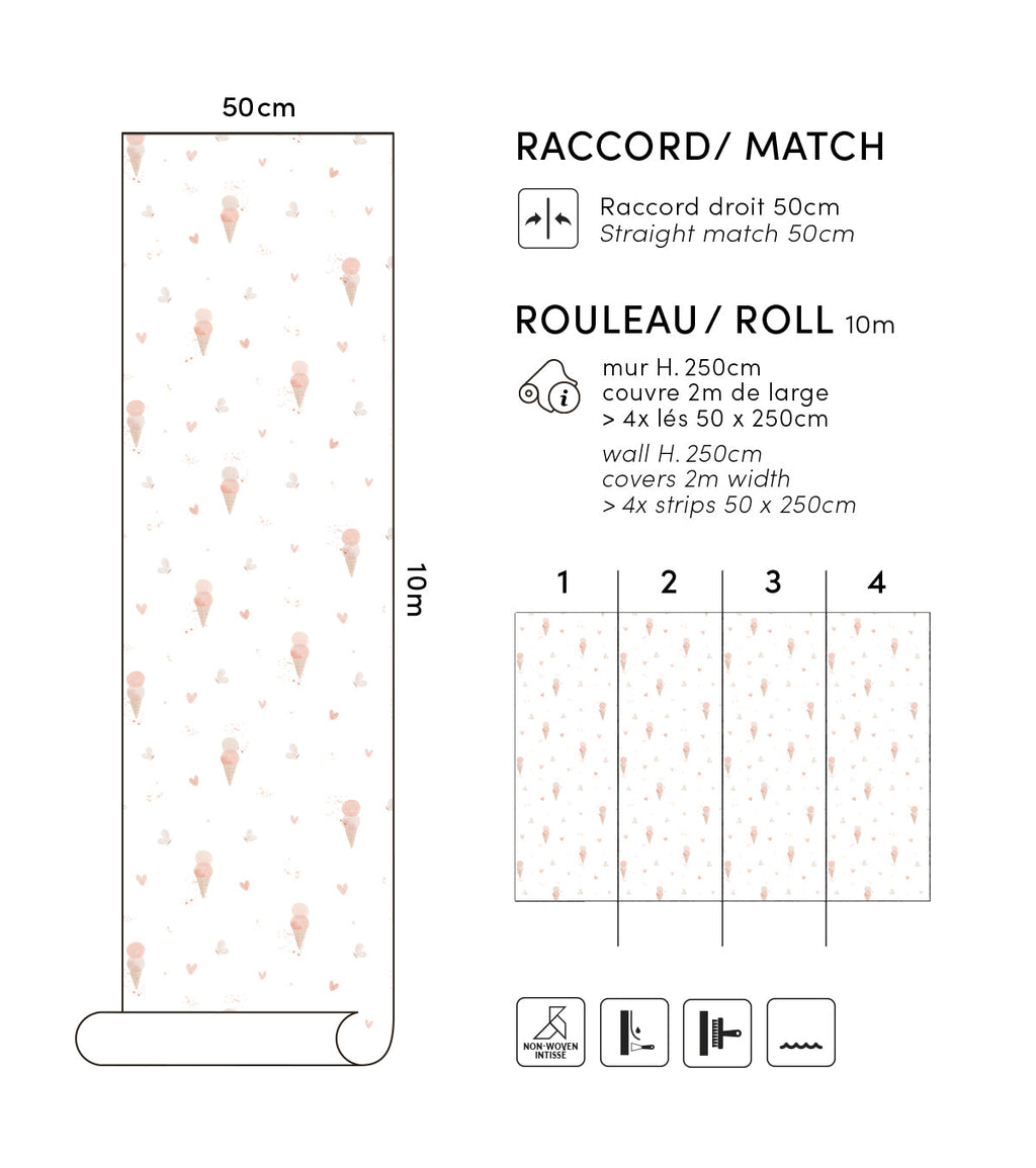 CHERRY CHERIE – Papier peint glaces et papillons, love