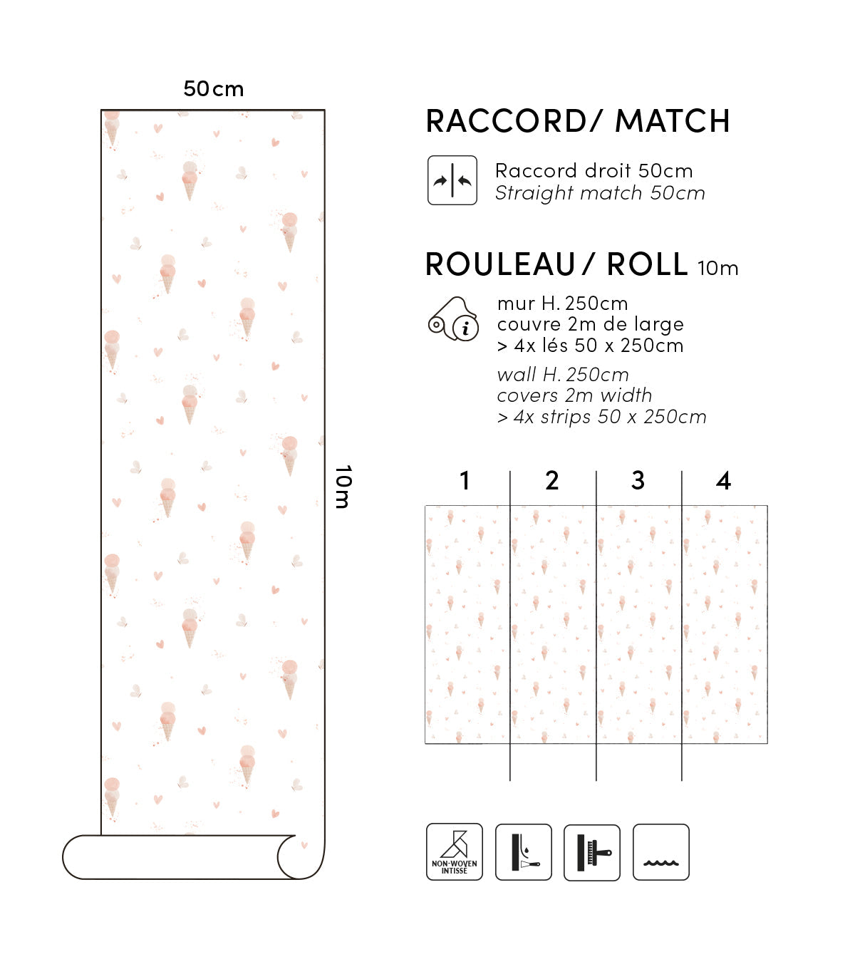 CHERRY CHERIE – Papier peint glaces et papillons, love