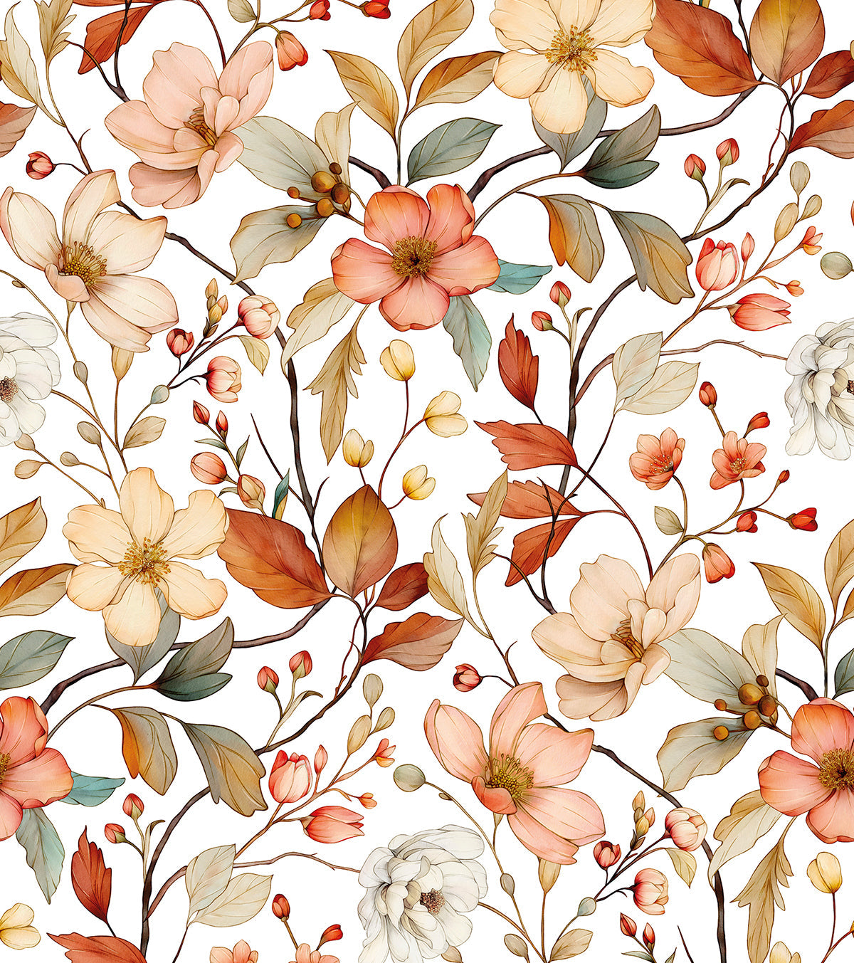 LOUISON - Échantillon papier peint fleurs d'automne