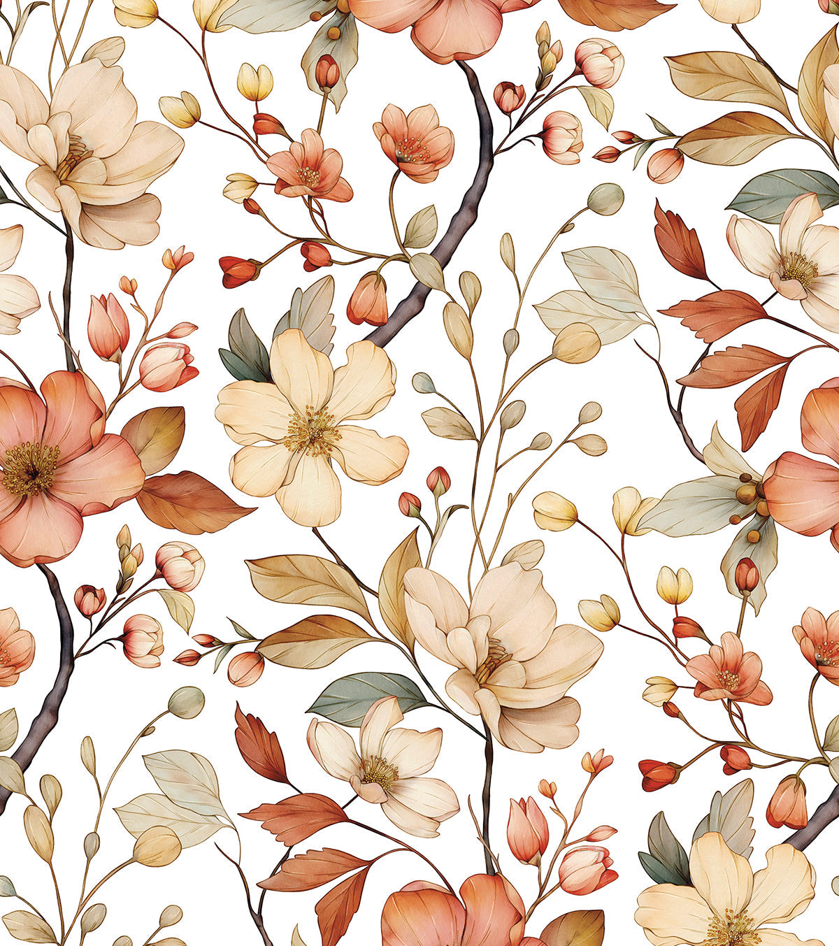 LOUISON - Échantillon papier peint fleurs nostalgiques