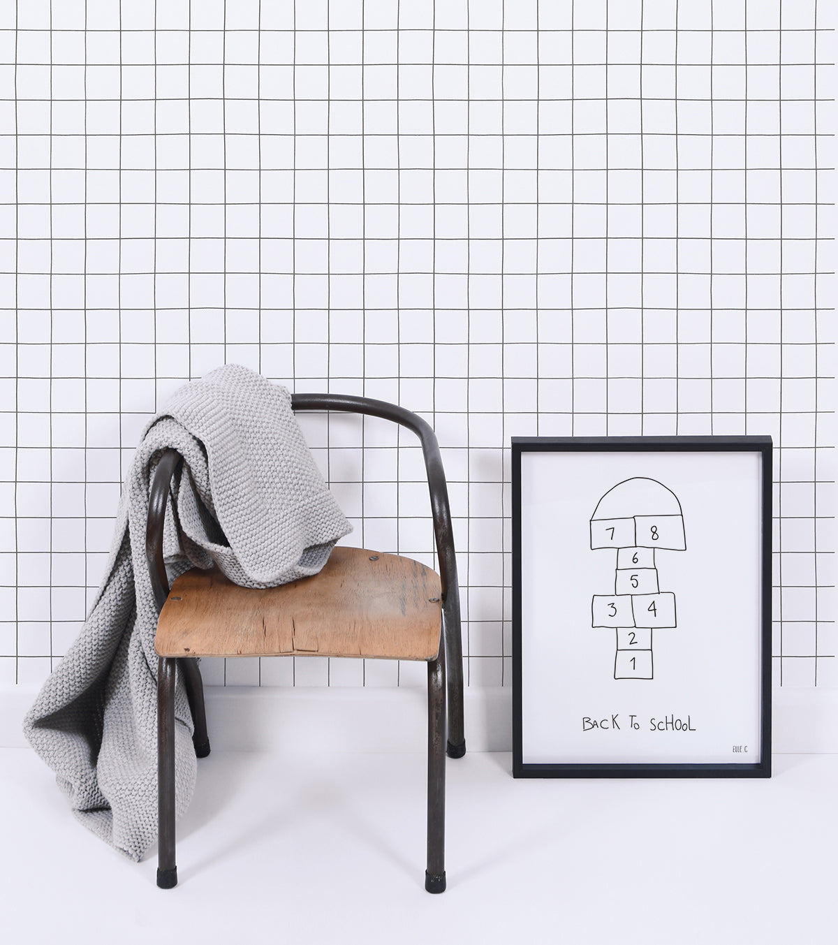 BACK TO SCHOOL - Affiche enfant - Marelle, back to school