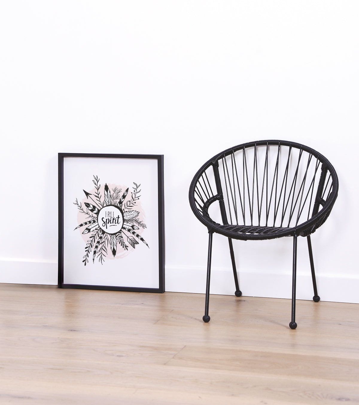 BOHO - Affiche enfant - Plumes et feuilles