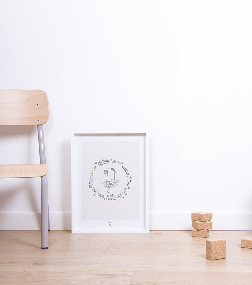 AUSTRALIA - Affiche enfant - Cacatoès et feuilles